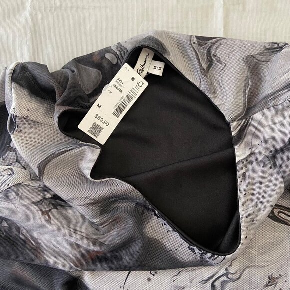 NWT Reitmans sheer Womens Long-Sleeve Ruched Bodycon Dress Black & Gray Marble M - Picture 7 of 13